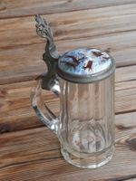 antiker schöner 1/4 Lt. Zinndeckel-Glashumpen, Bierkrug