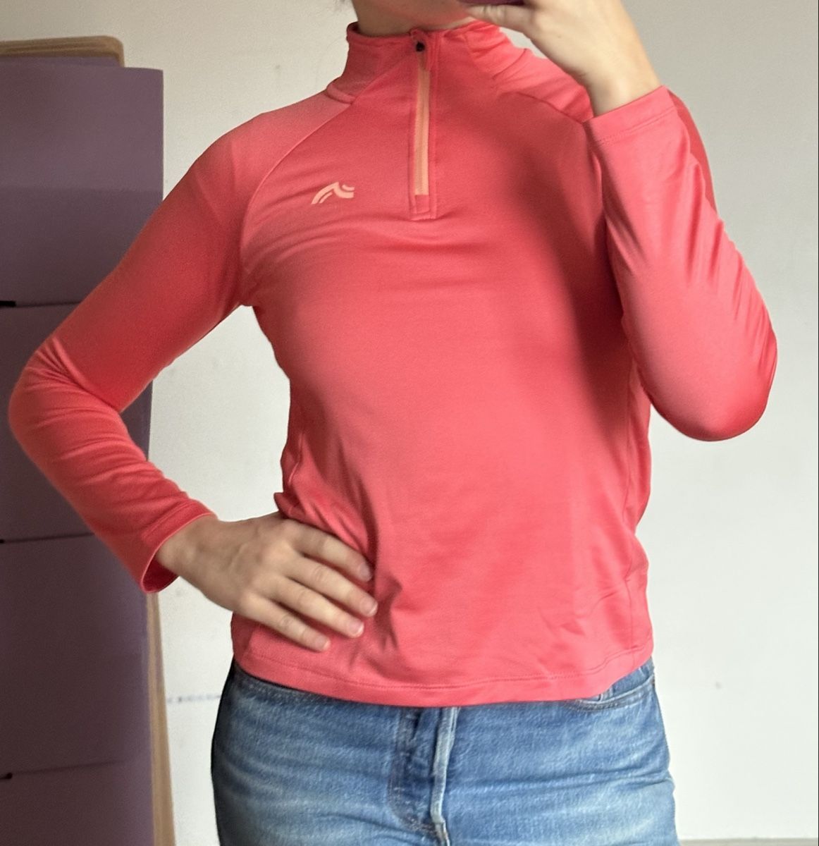 Top: Lachsfarbener Sportpullover mit Zipper, Grösse XS – Usato da Zürich venduto da mar_8myn 2
