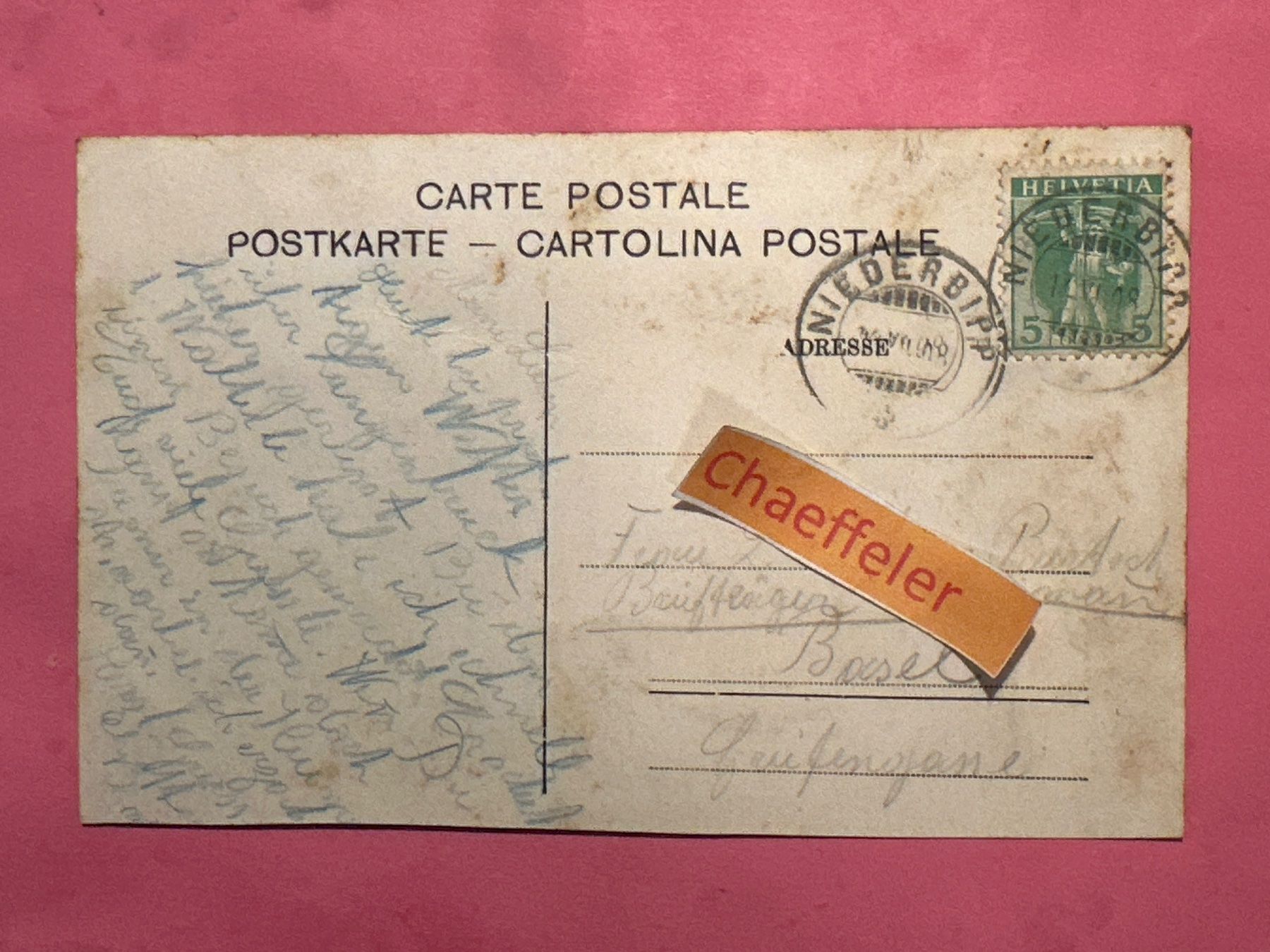 Ansichtskarten: 1908 Niederbipp – Gebraucht aus Zürich von Chaeffeler 1