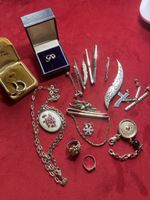 Silberschmuck Konvolut Vintage Broschen Kette Anhänger Ring 