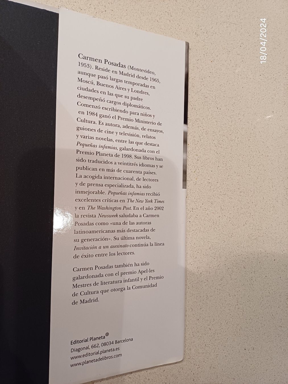 Libri: Buch - Carmen Posadas -"El Testigo Invisible"- in Spanisch – Usato da Würenlos venduto da JRP_71 3