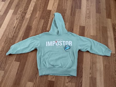 Among Us Kapuzenpullover hellblau mit Druck Motiv Gr. 140
