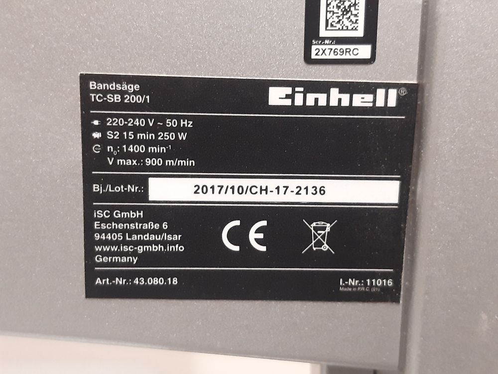 EINHELL TC-SB 200/1 Bandsäge Ricardo Kaufen auf 