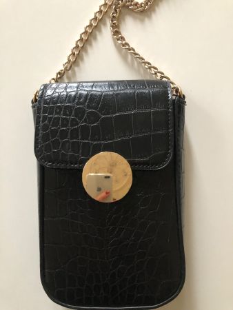 Handytasche schwarz mit Krokoprägung