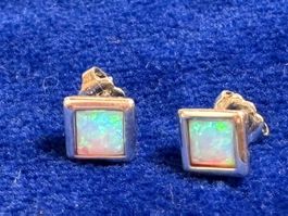 OPAL Ohrstecker in 925 Silber gefasst