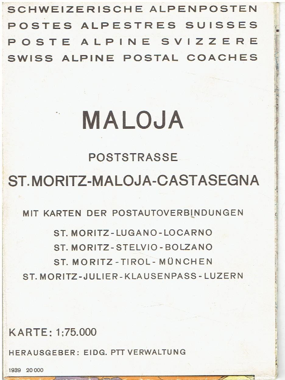 Cartes géographiques & atlas: Maloja Poststrasse, 1939 – D'occasion à Flims - Dorf par Stagediver