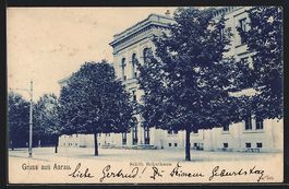 Aarau, Städt. Schulhaus mit Strassenpar