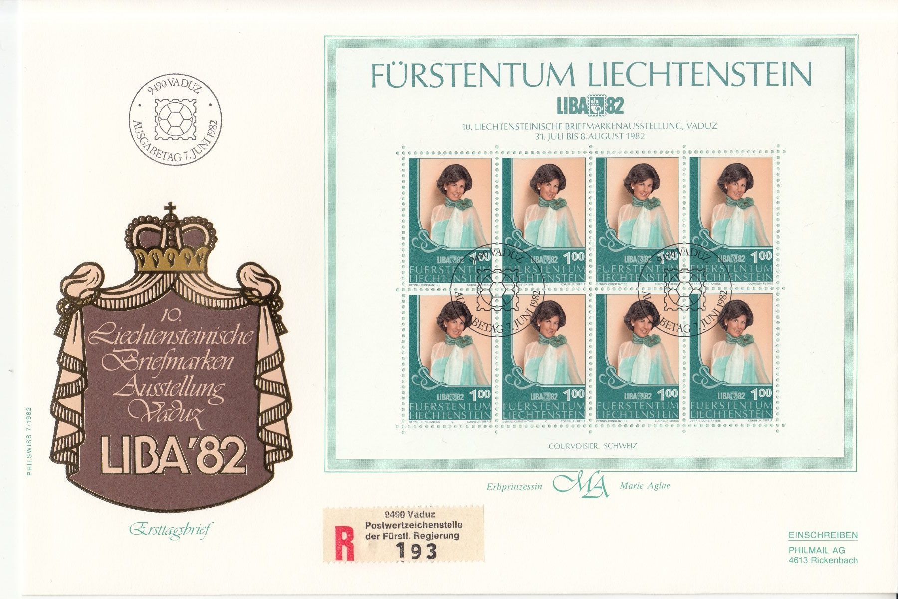 Tutti i francobolli: LBK 736 - 737 Kleinbogen FDC Grossbrief 07.06.1983 – Usato da Bürglen TG venduto da StampGraf 1