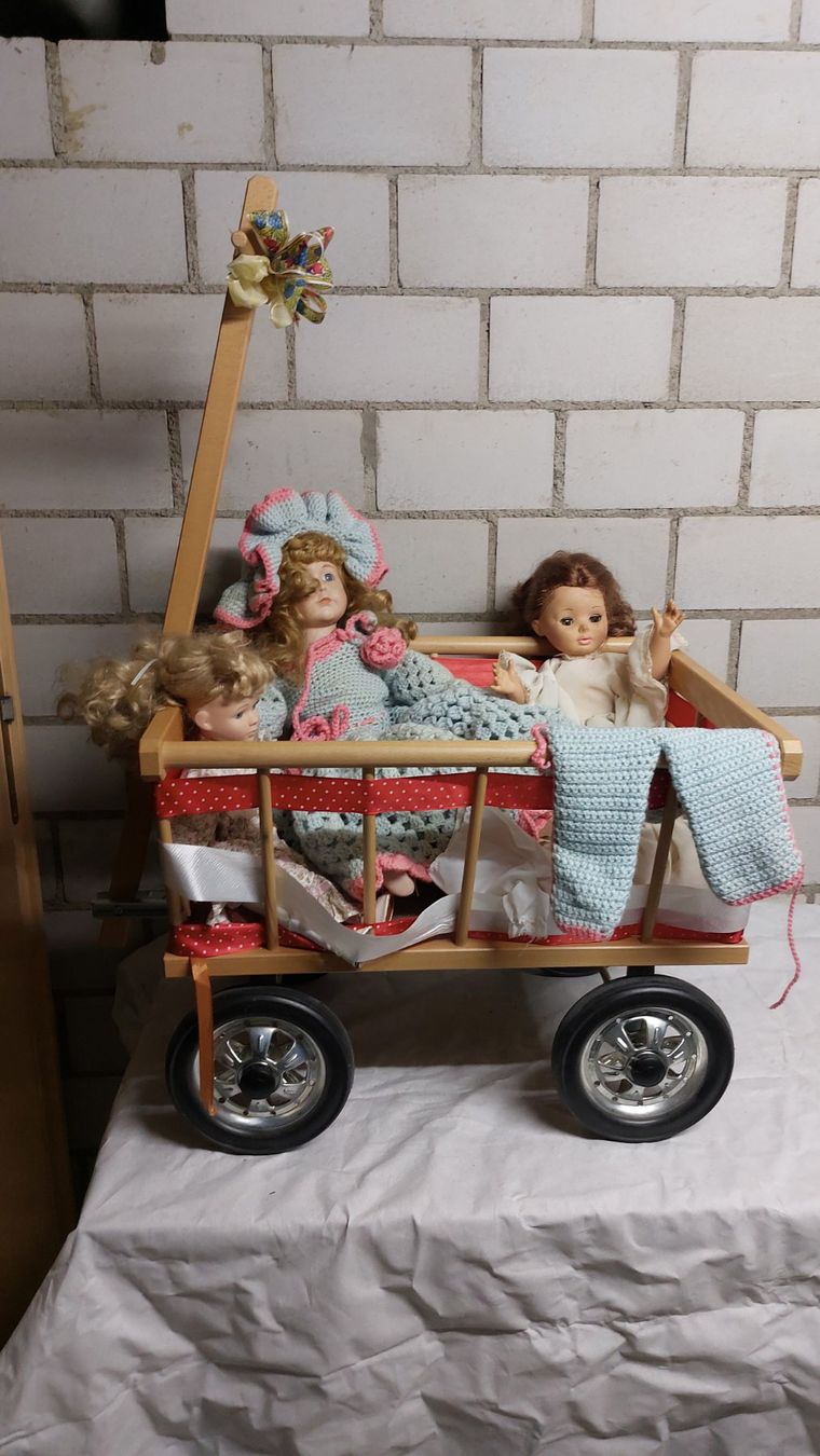 Carrozzine per bambole: Leiterwagen mit Puppen – Usato da Ehrendingen venduto da Bert31 2