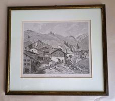 In Dorf Splügen, (Zillis-Reischen), Xylographie um 1880