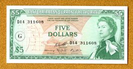 East Car.Cur. 5 dollars UNC