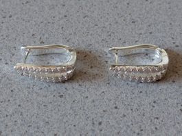 Creolen Ohrringe Silber 925 1,8g Zirkonia neu