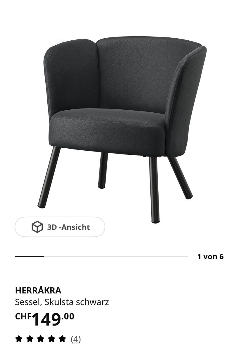 Ikea Poltrone: HERRÅKRA Sessel, Skulsta schwarz – Usato da Zürich venduto da ale_55s9 1