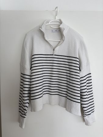Mango Strickpullover, Gr. M, Offwhite/Schwarz