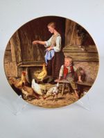 Sammelteller Porzellan - Anker Mädchen Hühner - Neuchâtel