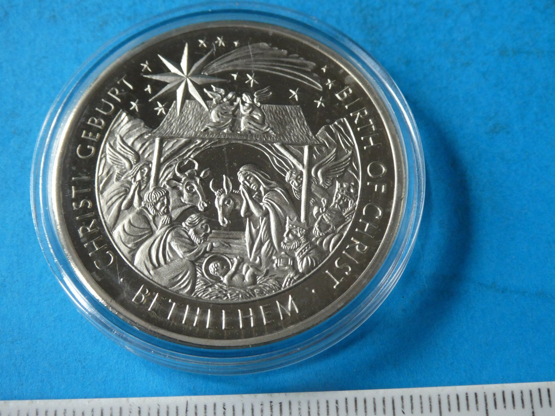 Medaillen: versilberte Medaille PP Christi Geburt  Bethlehem – Neu (gemäss Beschreibung) aus Hinterforst von Rohusri 1