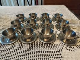 Vintage Italienisches Espresso Tassen Set 80er Edelstahl