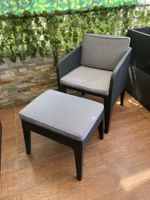 Loungesessel mit Hocker/Tisch Rattan 2-teilig - mega !