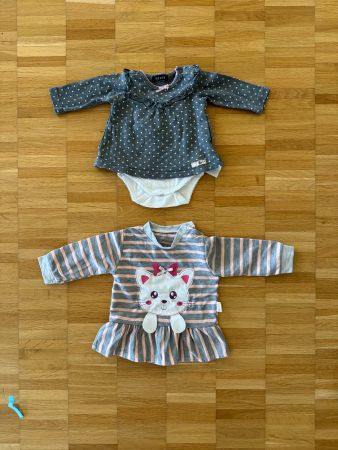 2er Set Baby Mädchen Langarmshirt & Body-Kleid Gr. 62