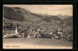 AK Zweisimmen, Ortsansicht mit Kirche