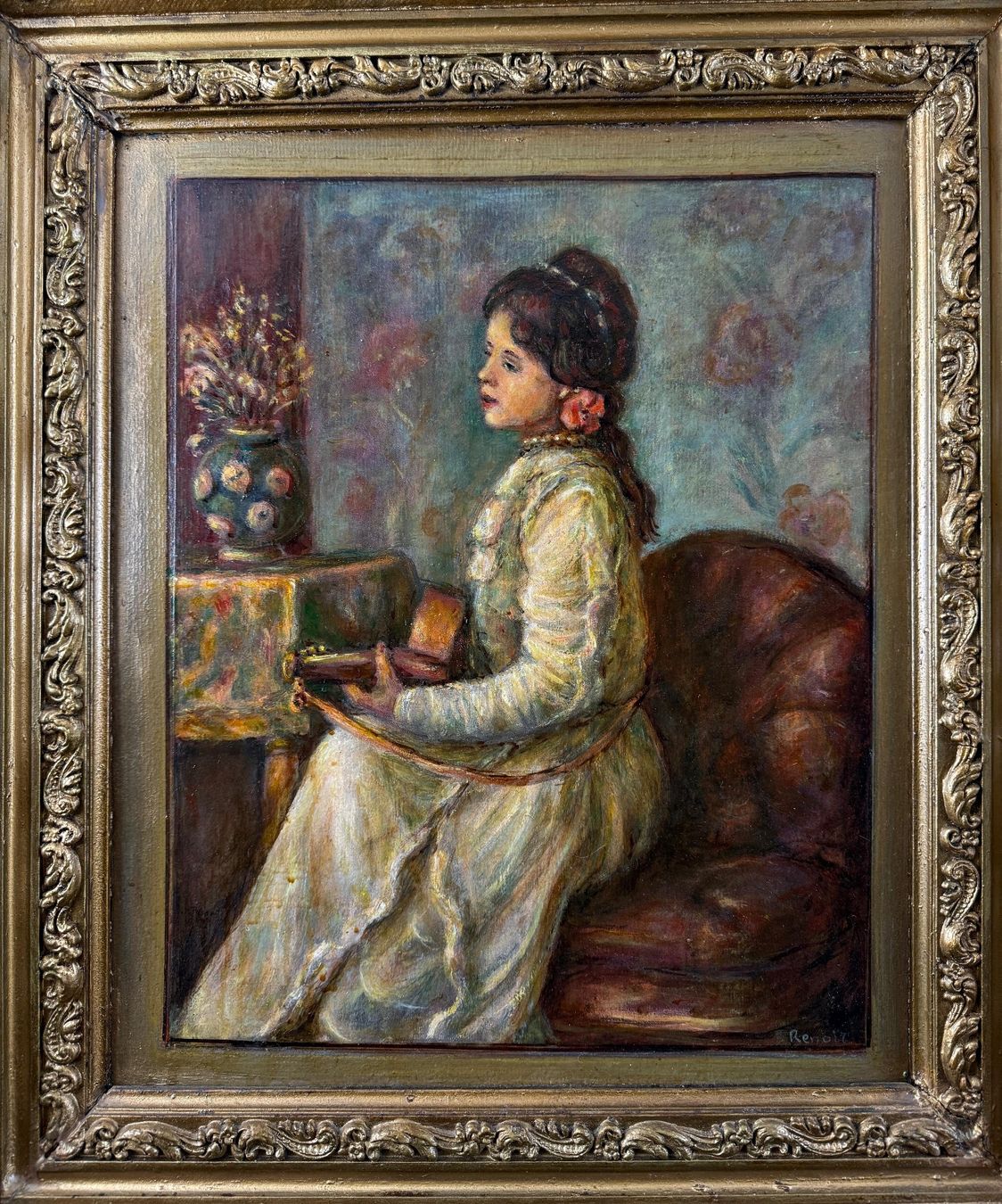 Gemälde: Gemälde von ein sitzende Dame – Gebraucht aus Schaffhausen von  1