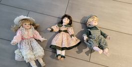 Antike Porzellanpuppen-Sammlung, 3 Stück, Top Zustand!