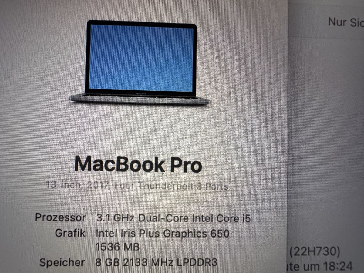 Apple Notebooks: MacBook Pro 13, 2017 mit 500GB SSD, i5, Touchbar – Gebraucht aus Gisikon von Andy251 1