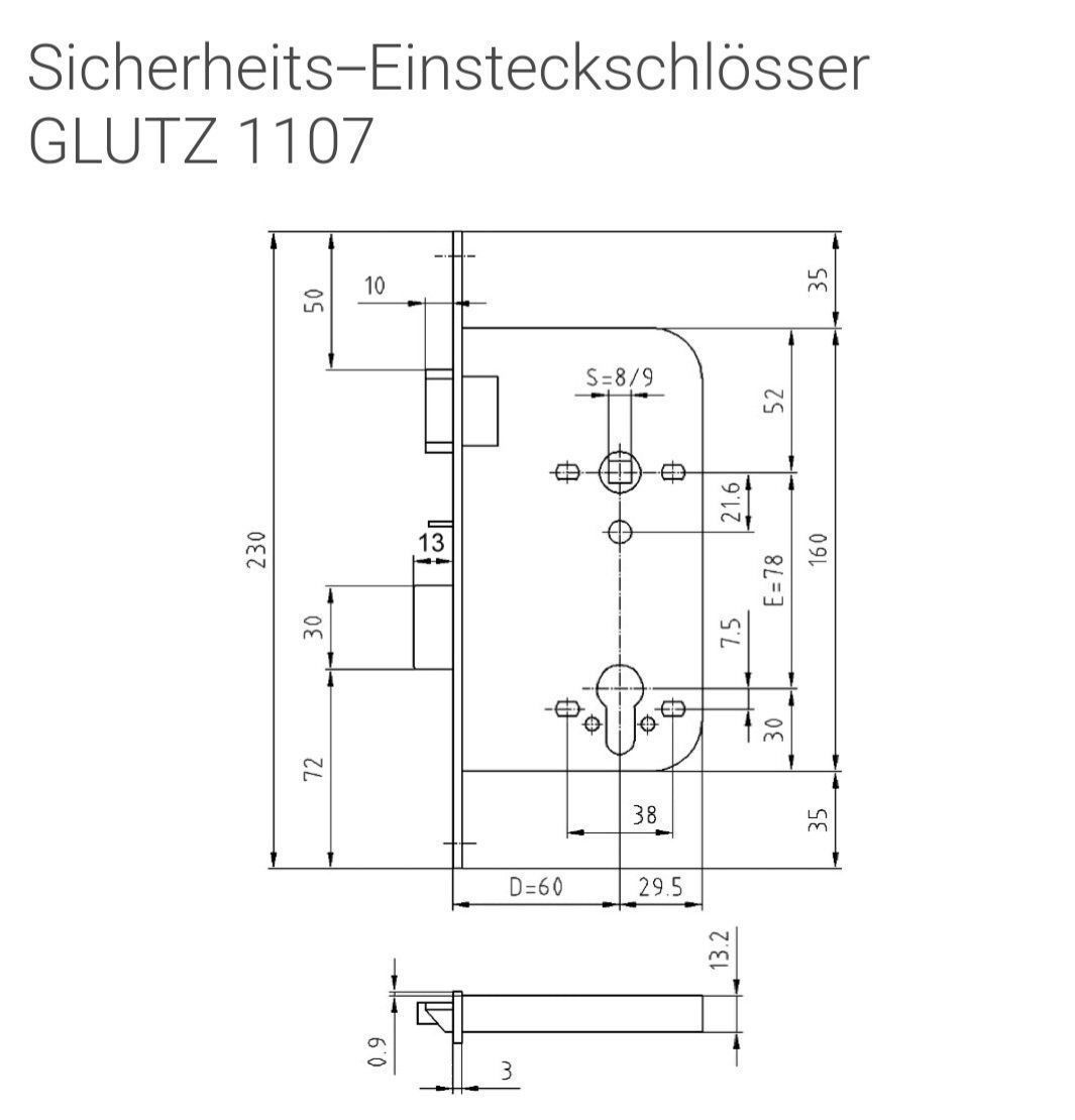Schlösser: Glutz 1107 Sicherheits-Einsteckschloss – Gebraucht aus Hellbühl von 30R_R30 1