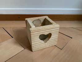 Holz Windlicht mit Herz