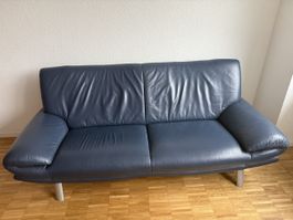 Ledersofa dunkelblau, bequem, Abholung im Somme