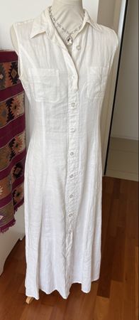 Fabiani Club Leinenkleid maxi Weiss 40 Sommerkleid ärmellos