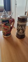 Keramik Bierhumpen mit Zinndeckel, 2 Stück, Top Zustand