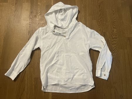 Zara Leinen-Hemd mit Kapuze – Weiss, Grösse 140 