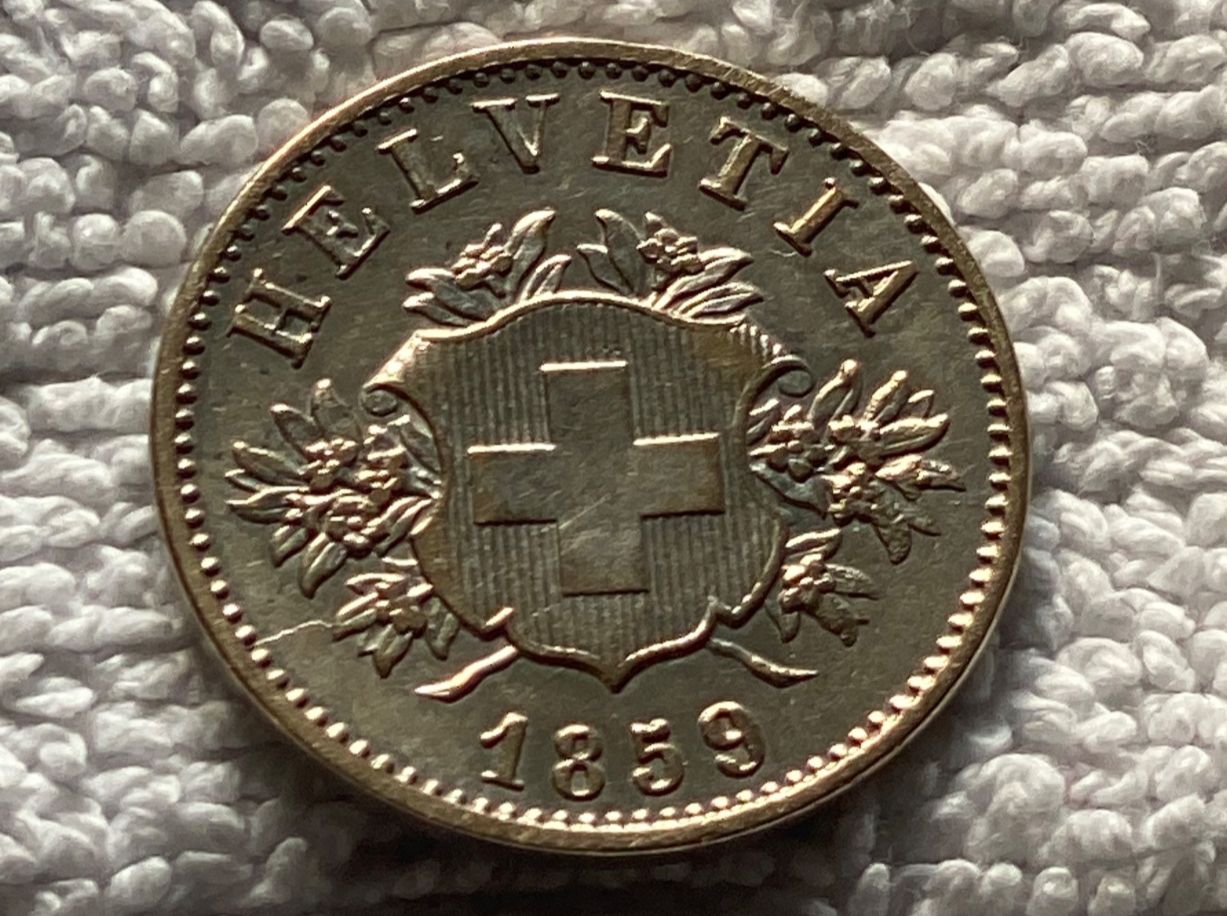 Tutti le monete: 20 centimes/rappen 1859 – Usato da Nyon venduto da Ilmi09