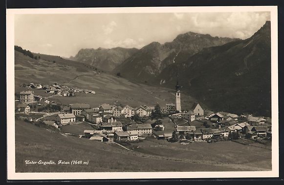 Cartoline postali: Fetan /Unter-Engadin, Teilansicht mit Be – Usato da Berlin venduto da bartko-reher