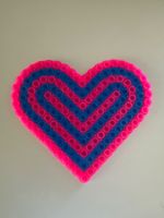 🔥Bügelperlen Herz Pink Blau Handarbeit Dekoobjekt🔥