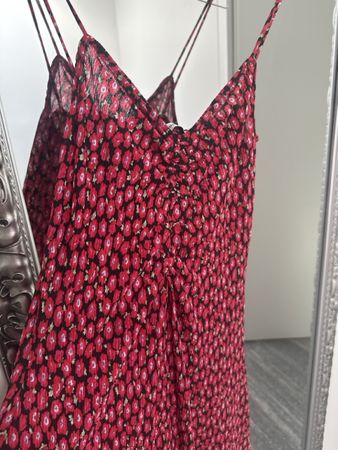 Cute Mango Summer Dress, Size S, Red Floral Print