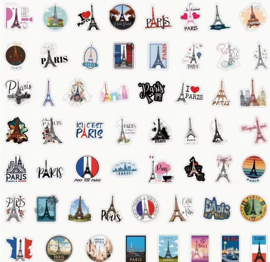 Sticker: 50 Sticker Aufkleber Paris Frankreich – Nuovo e nell'imballaggio originale da Dintikon venduto da Vexi 1