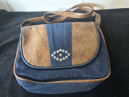 Vintage Jeans-Kunstledertasche Umhängetasche