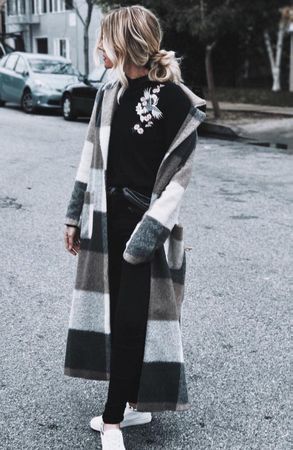 🤩MANGO STRICK-MANTEL SCHWARZ-WEISS & WOLLE & MISSONI P.