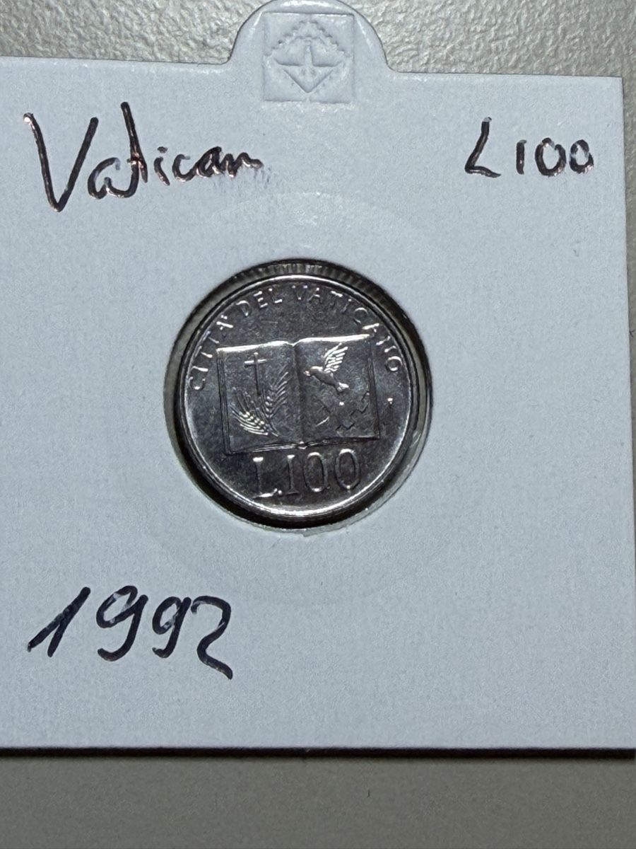 Alle Münzen: Vatican - 100 lires - 1992 – Gebraucht aus Payerne von Mike1682
