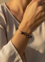Chic Black Pearl & Dolphin Charm Bracelet, Perfect Gift