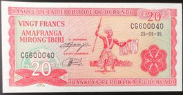 Burundi 20 Francs 1995 - non circ./unz