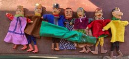 Handpuppen Theaterfiguren Set, Vintage, Holz, Top Zustand