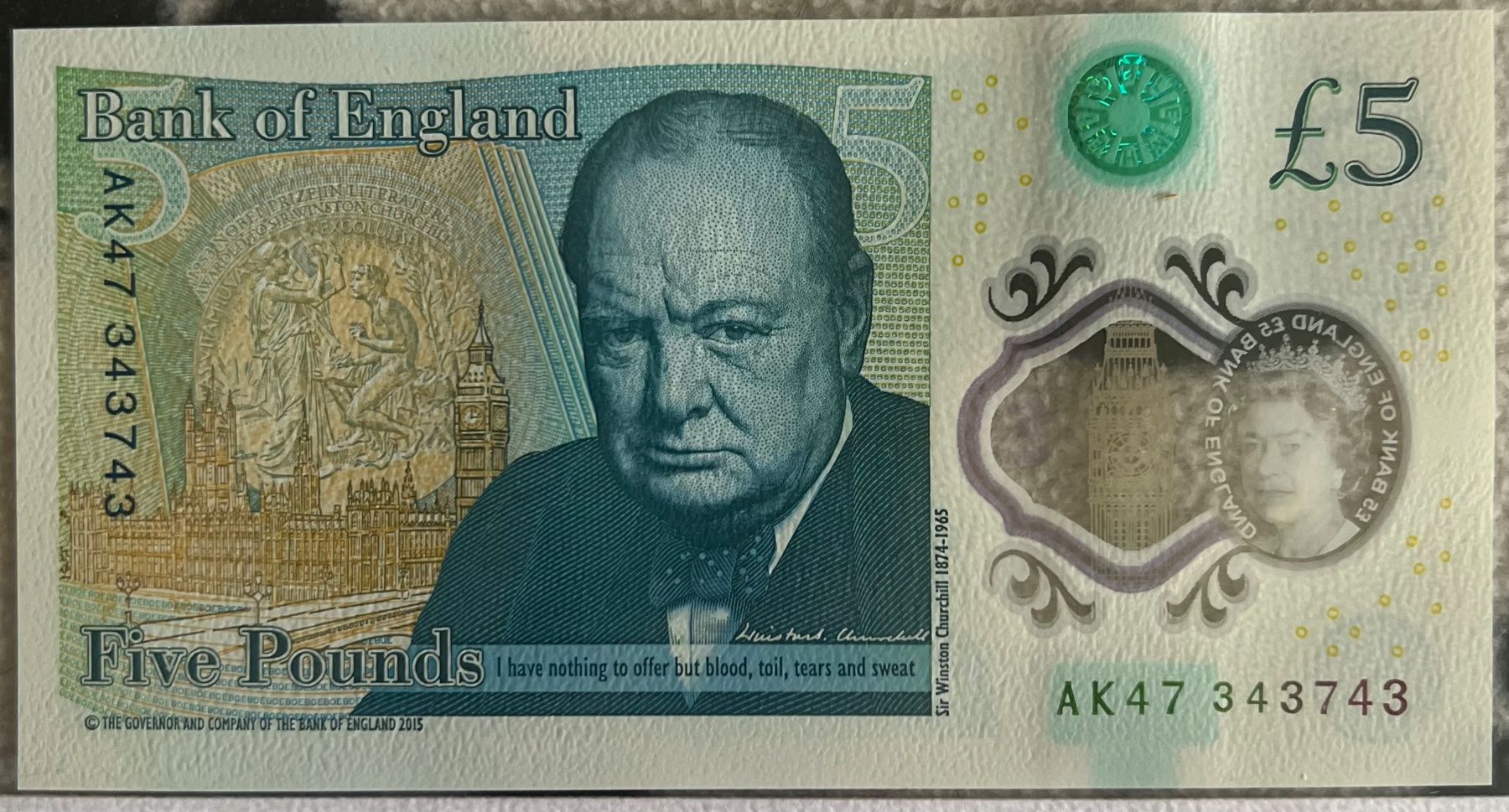 Banconote: Banknote Grossbritannien, 2015 – Nuovo e nell'imballaggio originale da Adliswil venduto da Myxin 3