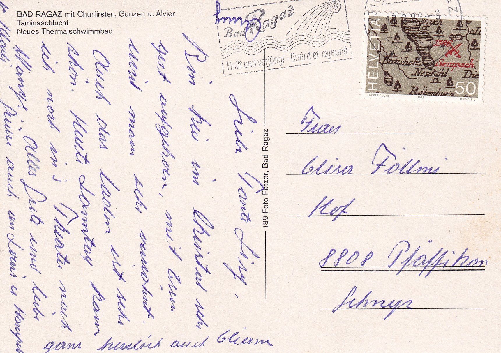 Cartoline postali: Bad Ragaz /ay – Usato da Hombrechtikon venduto da Rudolf07 1