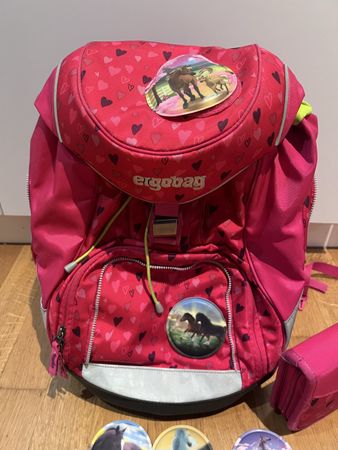 Ergobag Schulrucksack Set Pink Herz Motiv Gebraucht