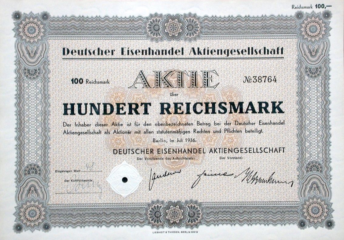 Dokumente: Deutscher Eisenhandel AG, Berlin - 1936 – Gebraucht aus Solothurn von Sgasche