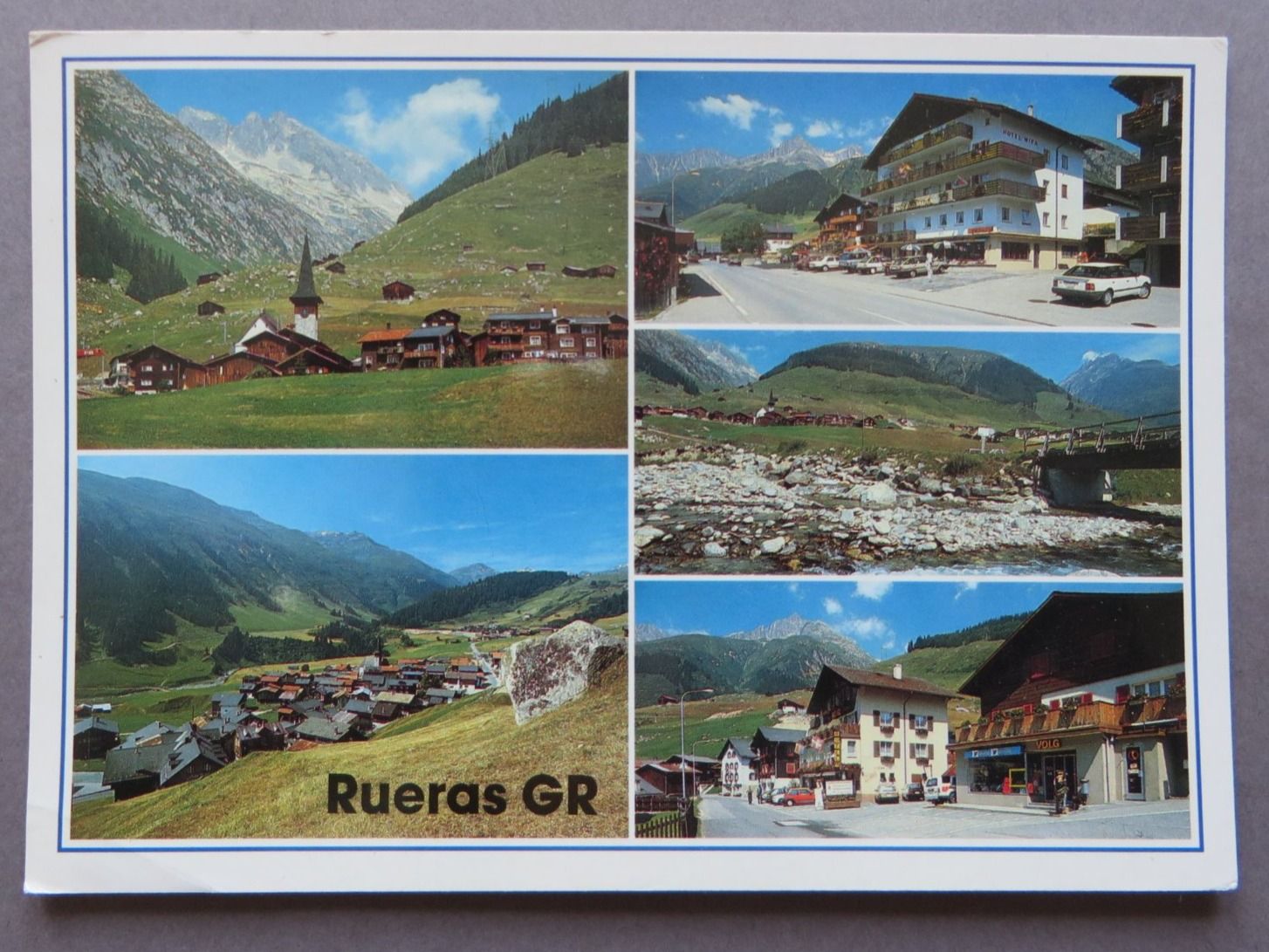 Cartoline postali: ANSICHTSKARTE, RUERAS IM TUJETSCH GRAUBÜNDEN 1990 – Usato da Neuhausen am Rheinfall venduto da Arielle55