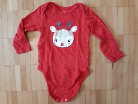 Weihnachts-Body langarm mit Rentier Gr. 80 (baby club C&A)